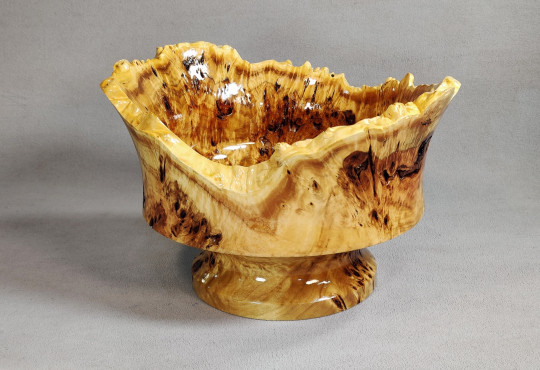 Handmade Wooden Fruit Bowl / Poplar Burl Wood
